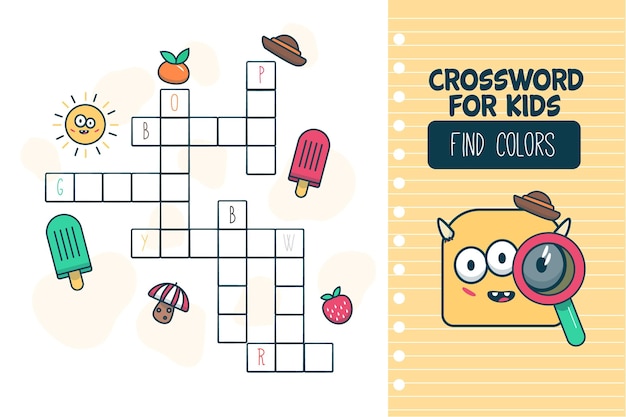Free vector crossword for kids in english