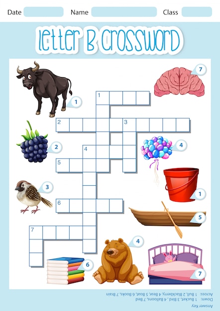 Free vector crossword letter b game template