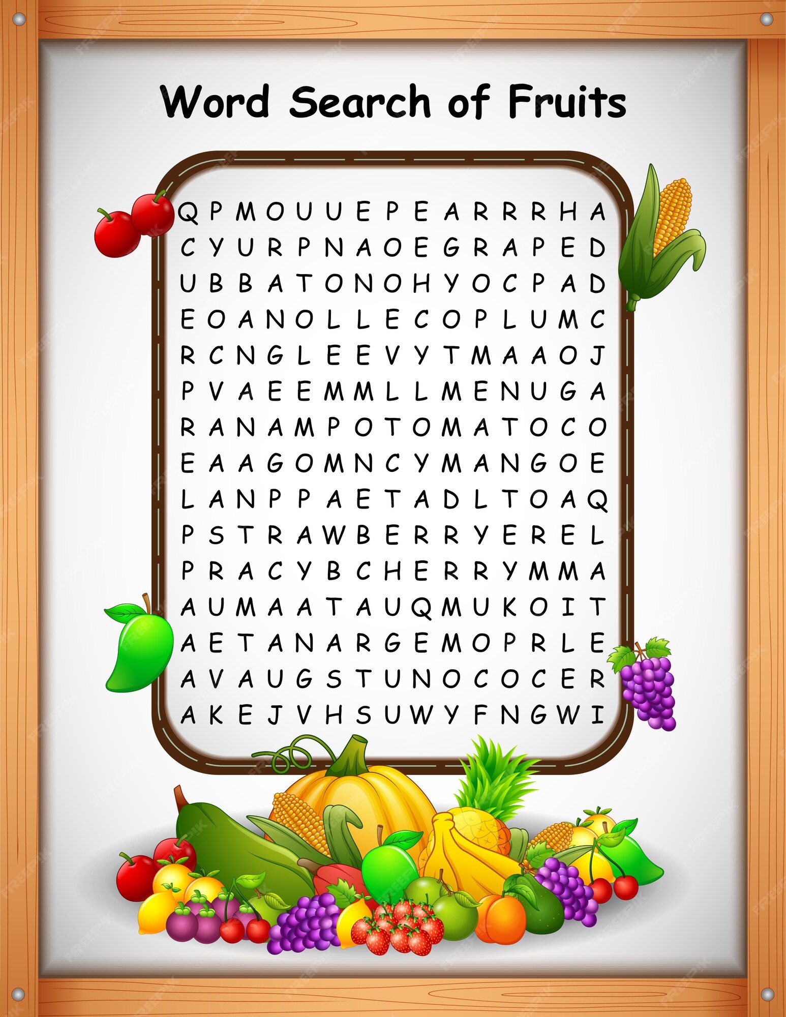 Premium Vector  Crossword puzzles word find fruit for kids games With Word Sleuth Template