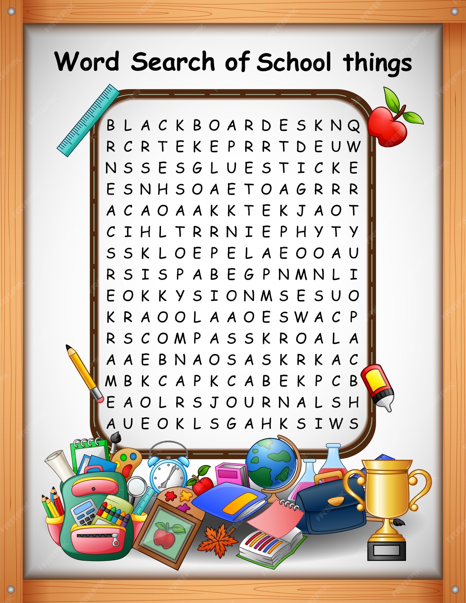 Premium Vector  Crossword puzzles word find school things for kids Within Word Sleuth Template