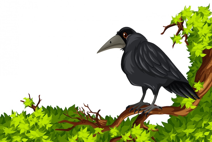 Free Vector crow standing on branch