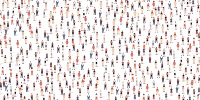 Free vector crowd different people seamless pattern. large group of citizen in flat style with shadows