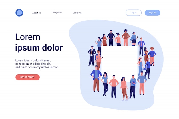 Vettore gratuito folla di persone diverse in piedi insieme intorno