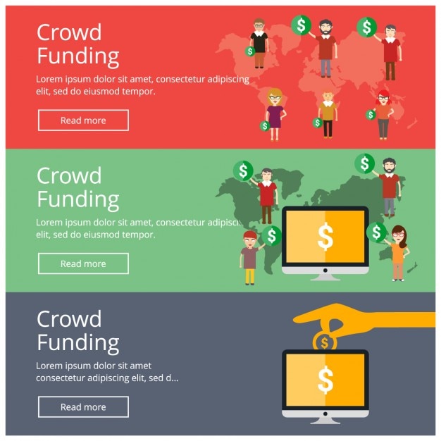 Free vector crowd funding banners