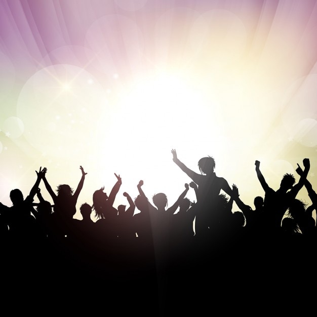 Free vector crowd in a party silhouettes background