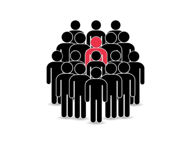 Crowd people icon. group of people think different. company or team person. Premium Vector