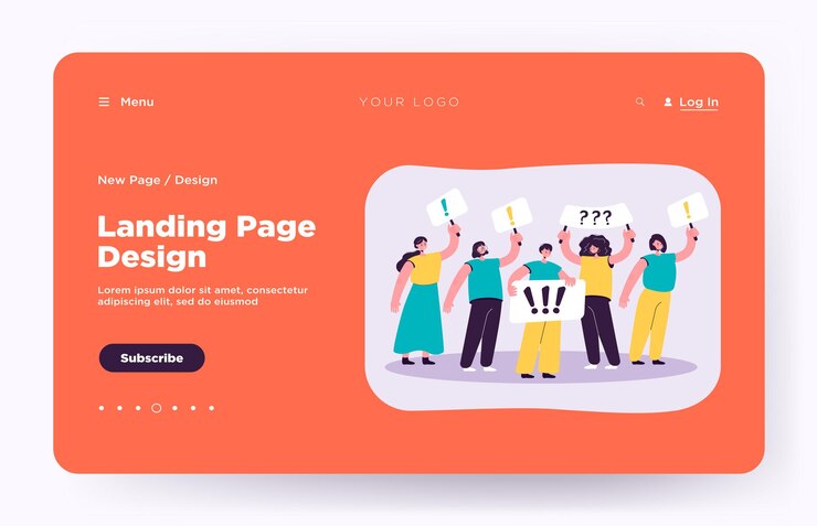 Free Vector crowd of women holding placards and protesting isolated landing page