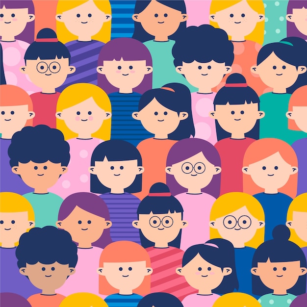 Free vector crowded public of women loop pattern