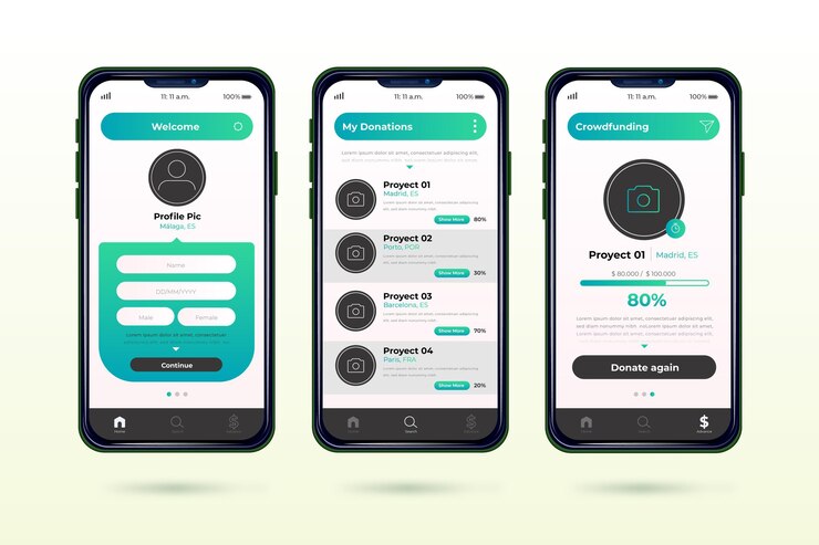 Free Vector crowdfunding app concept