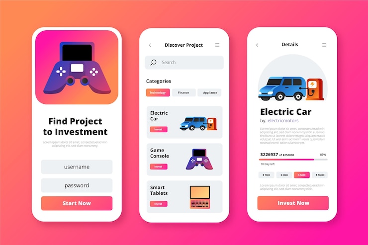 Free Vector crowdfunding app concept