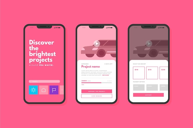 Free vector crowdfunding app interface concept