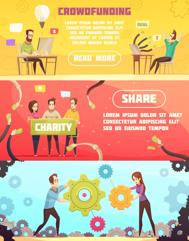 Free Vector crowdfunding horizontal banners