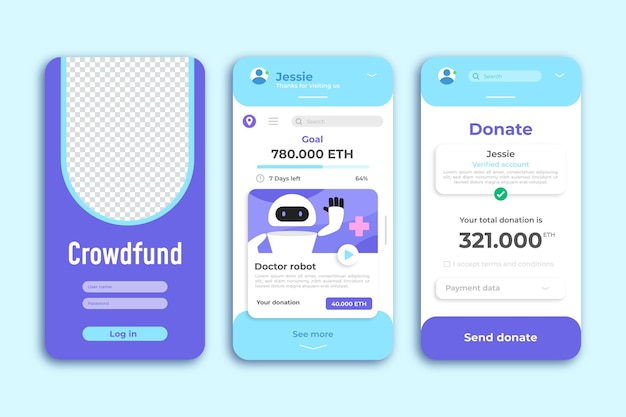 Vettore gratuito modello di app per smartphone in crowdfunding
