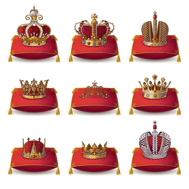 Free vector crowns of kings and queen collection