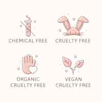 Vettore gratuito distintivi cruelty free illustrati