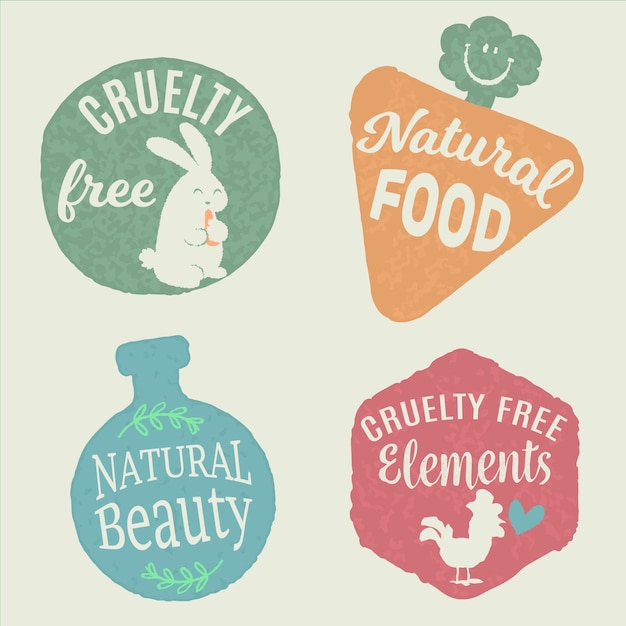 Vettore gratuito pacchetto badge cruelty free