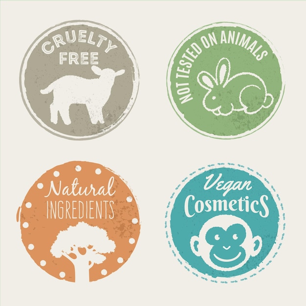 Vettore gratuito pacchetto badge cruelty free