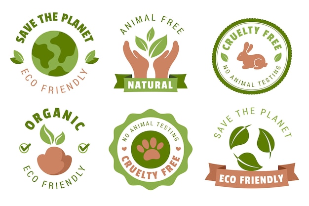 Vettore gratuito set di badge cruelty free