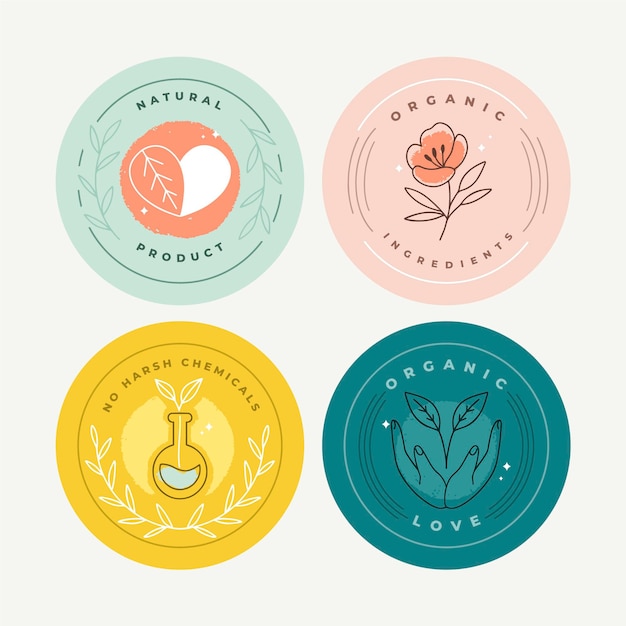 Free vector cruelty free hand drawn badge set