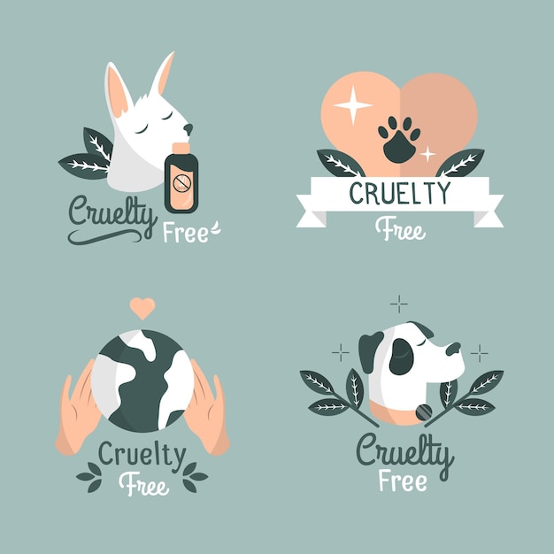 Free vector cruelty free hand drawn label collection