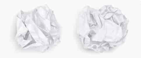 Free vector crumple paper ball white 3d crinkle trash vector