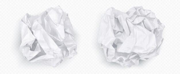 Мятый бумажный шарик белый 3d морщинистый вектор мусора