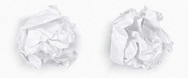 Free vector crumple paper ball white 3d crinkle trash vector