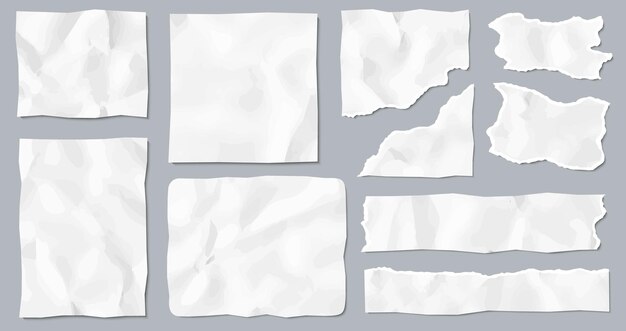 Crumpled paper scraps set