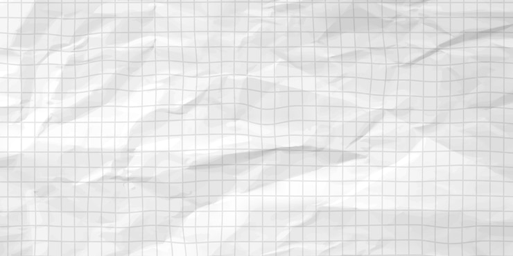 Free Vector crumpled white paper sheet with check grid lines
