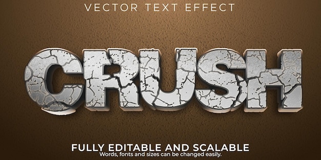 Crush stone text effect, editable quake and broken text style