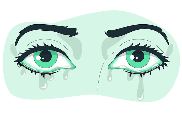 Crying eyes concept illustration