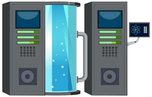 Vettore gratuito cartone animato capsula cryonics su sfondo bianco