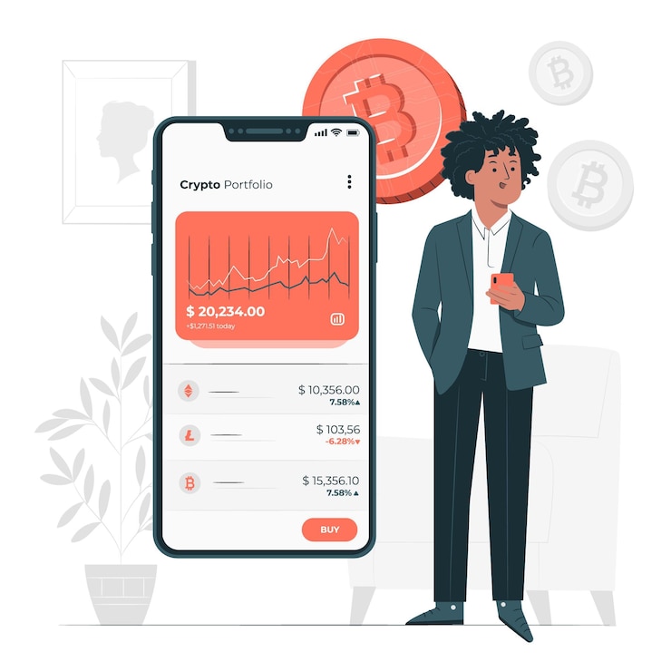 Free Vector crypto portfolio concept illustration