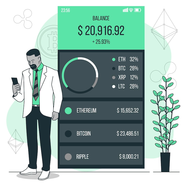 Free Vector crypto portfolio concept illustration