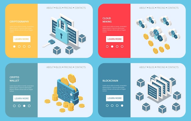 無料ベクター 暗号技術バナーセット