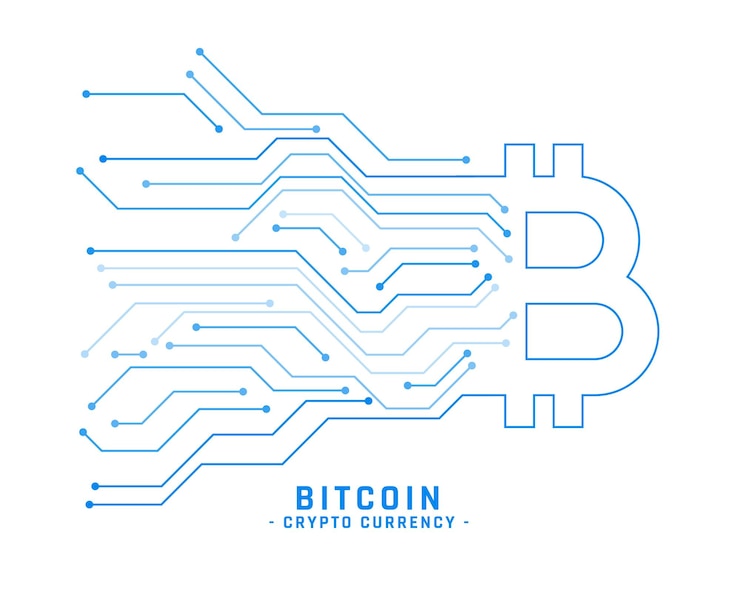 Free Vector cryptocurrency bitcoin background with circuit lines