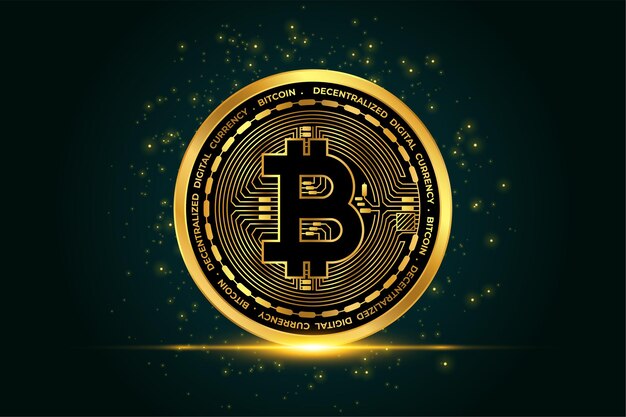 Cryptocurrency bitcoin golden coin background