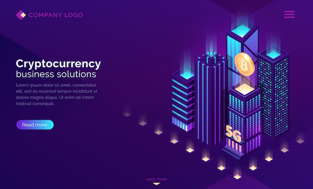 Cryptocurrency business solution isometric landing