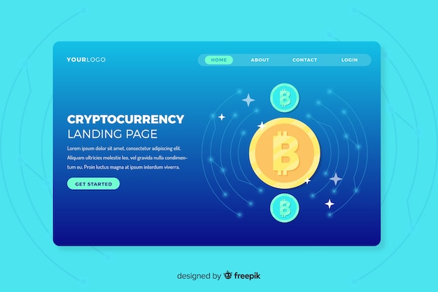 Free vector cryptocurrency exchange landing page template