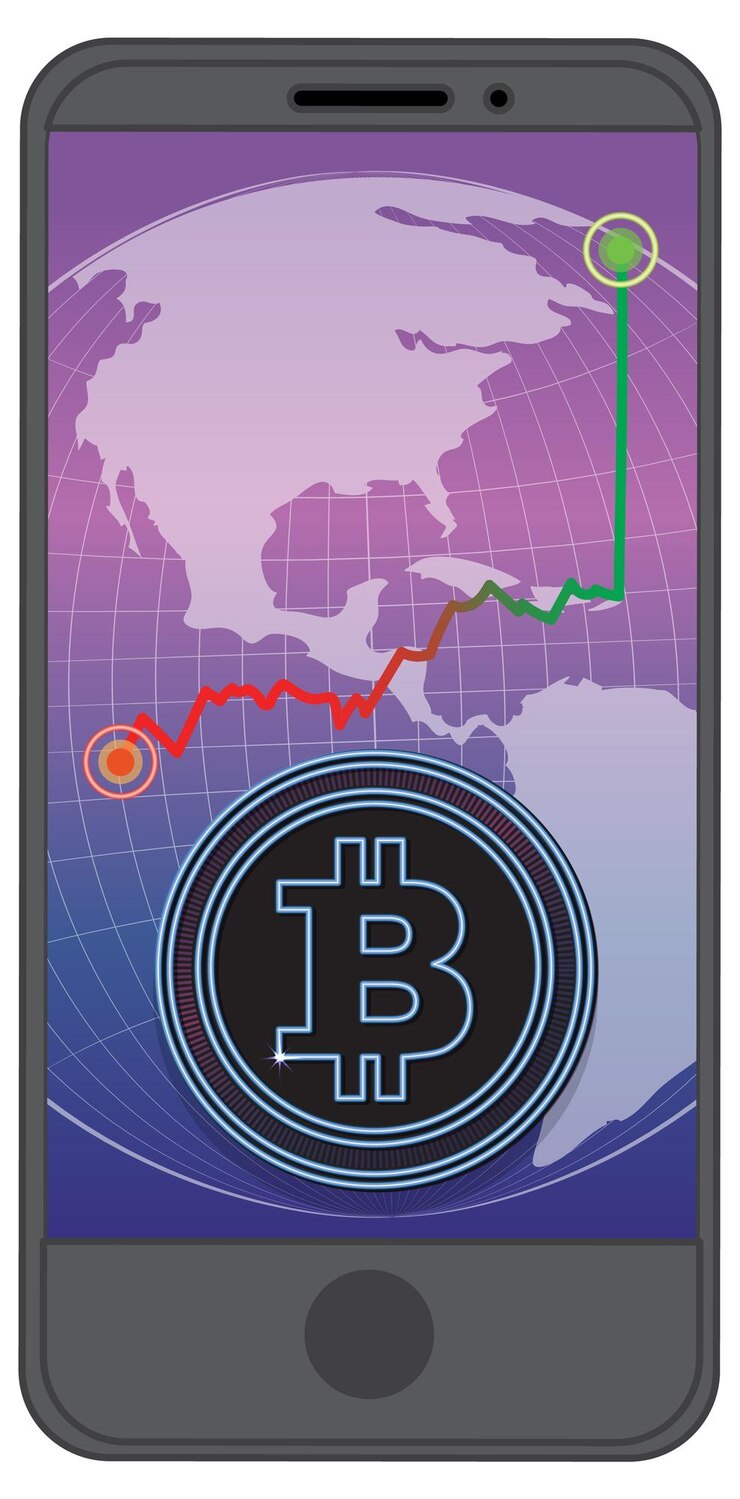 Бесплатный Вектор рост криптовалюты на мобильной платформе