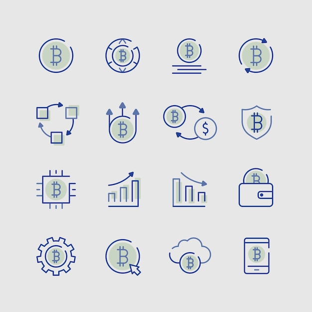 Cryptocurrency icon elements set