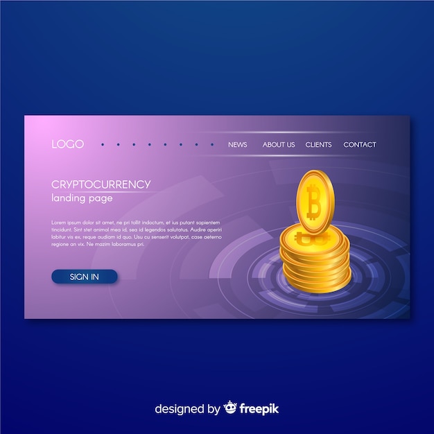 Free vector cryptocurrency landing page