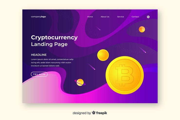 Бесплатный Вектор целевая страница cryptocurrency