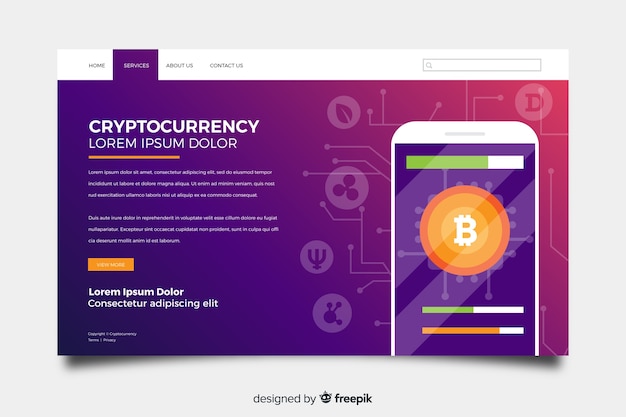 無料ベクター 暗号通貨のランディングページ