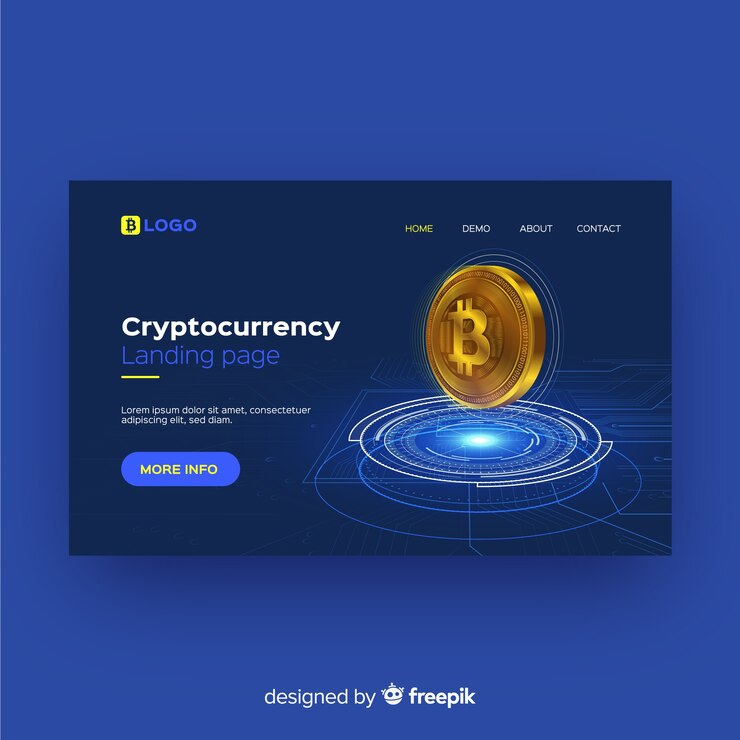 Бесплатный Вектор целевая страница cryptocurrency