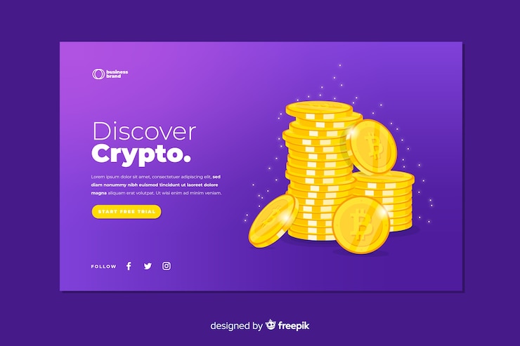 Free Vector cryptocurrency landing page