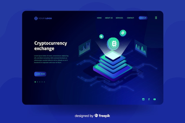 Free vector cryptocurrency landing page