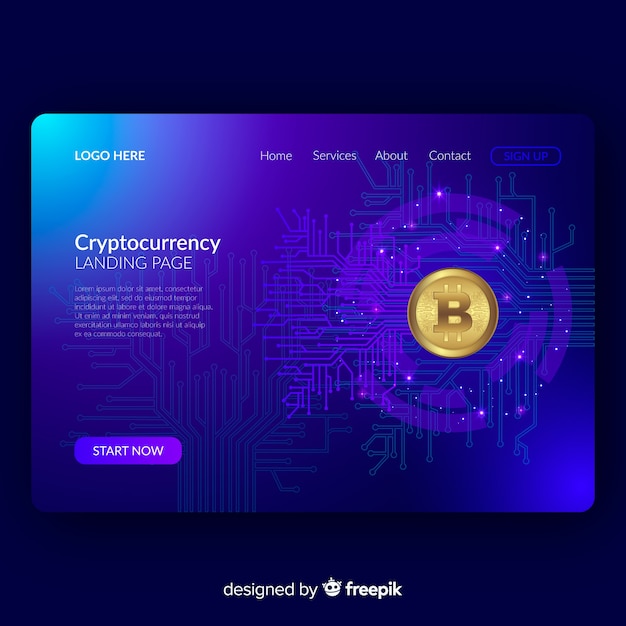 Free vector cryptocurrency landing page