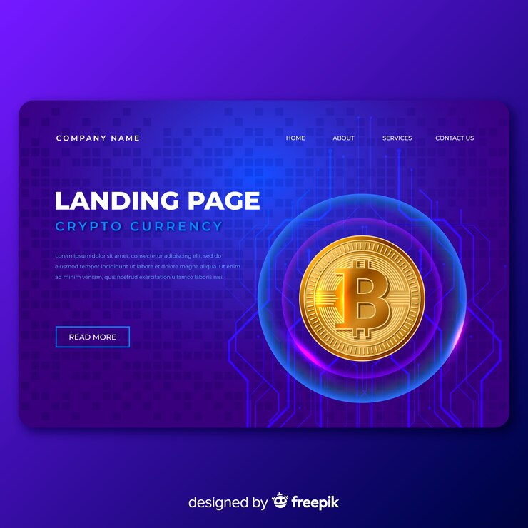 Бесплатный Вектор целевая страница cryptocurrency