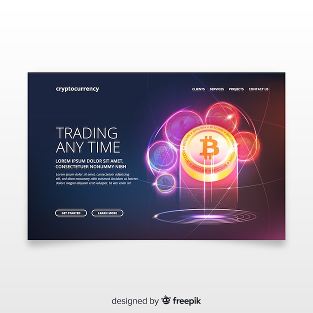 Free vector cryptocurrency landing page